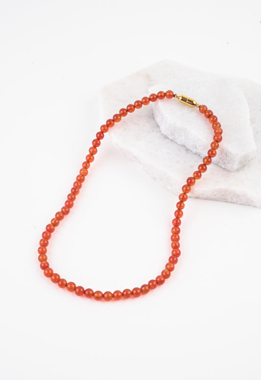 Magnetic-link Orange Agate bead Necklace, Coming 9/22