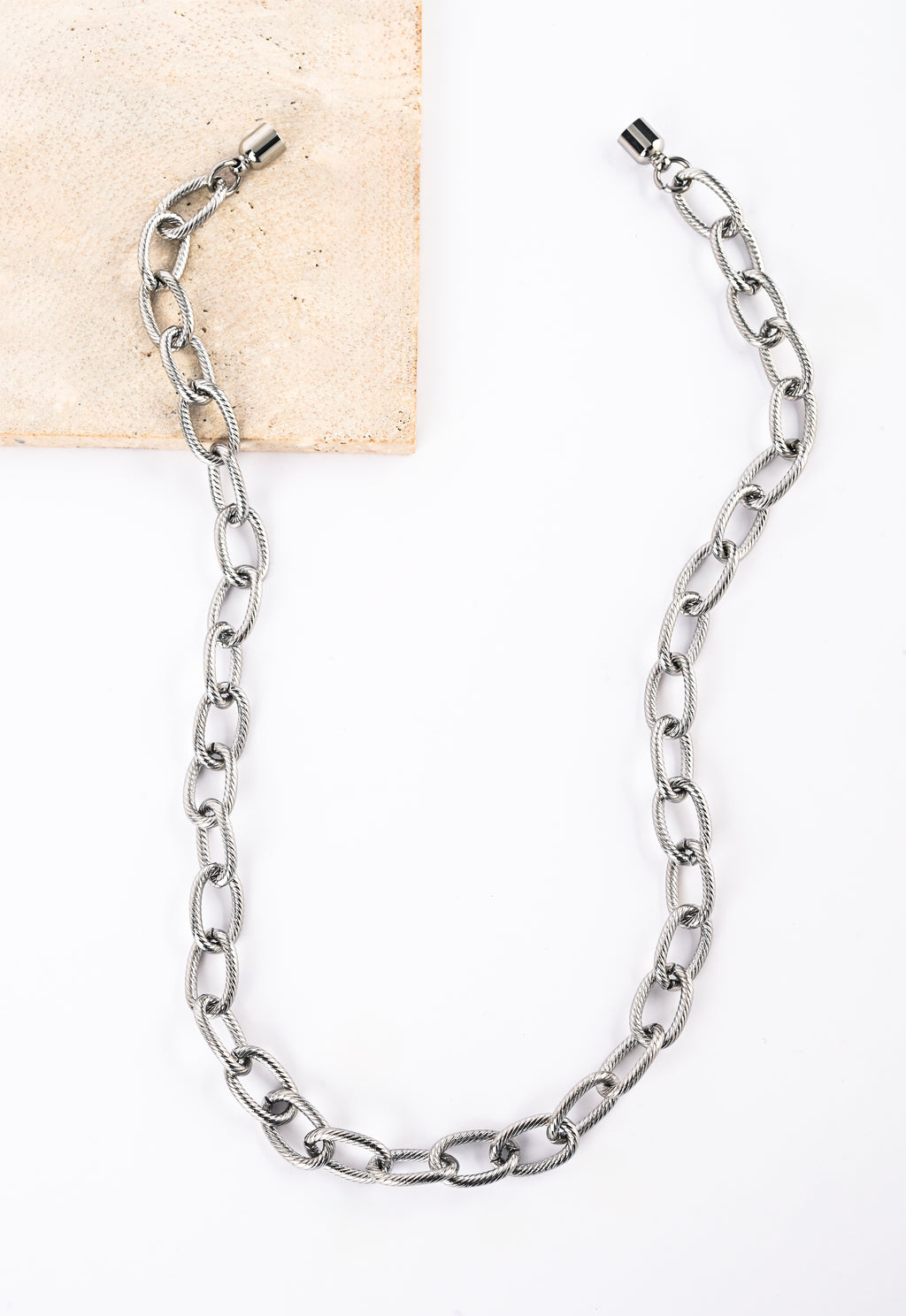 Magnetic-link Silver Chain necklace & Bracelet set