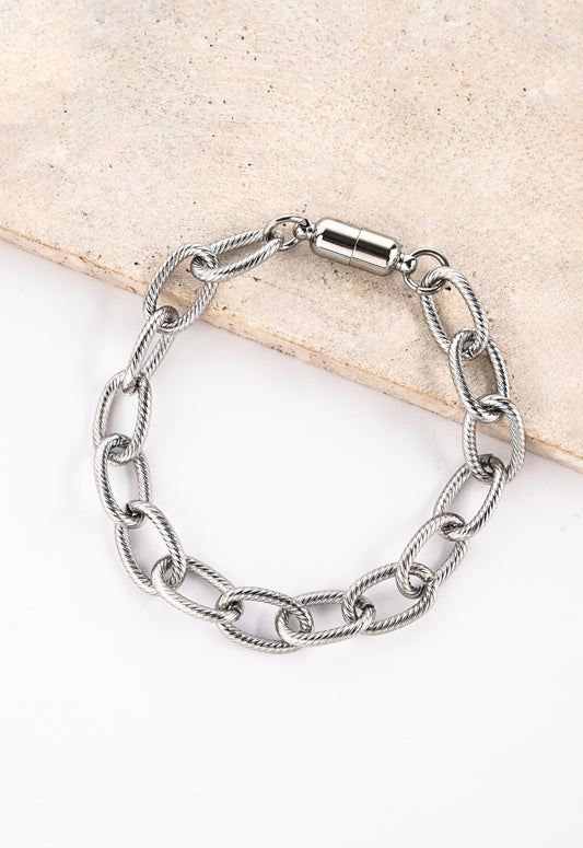 Magnetic-link Silver Chain bracelet