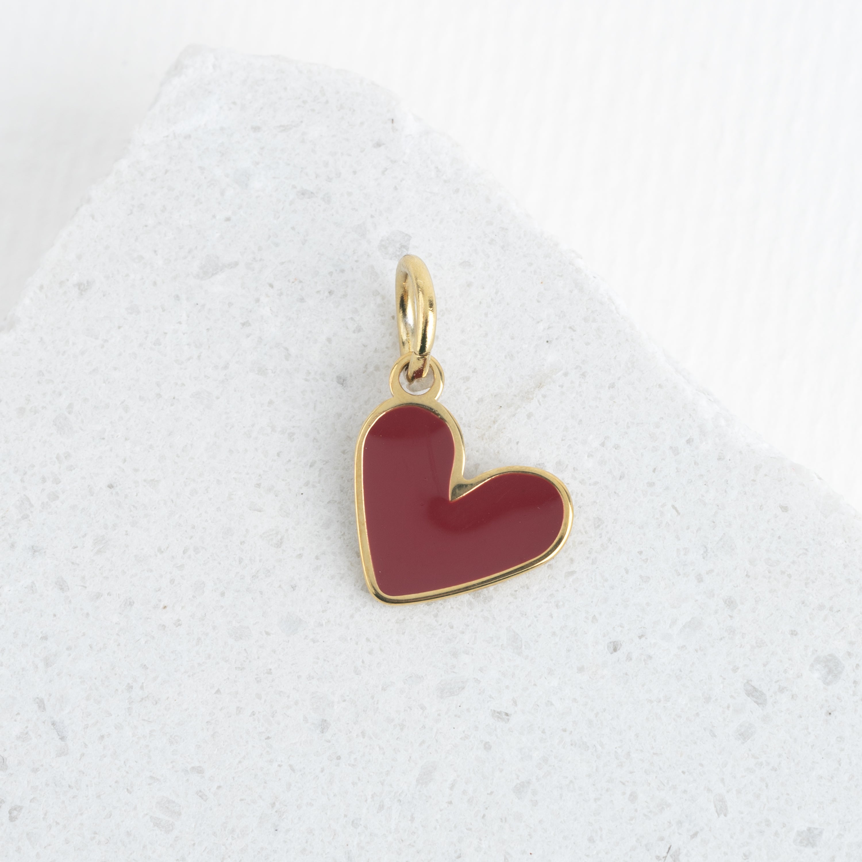 Wholesale: Enamel Heart Charm - Maroon & Gold