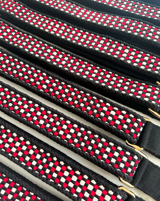 Woven Bag Strap - Black/Red/White