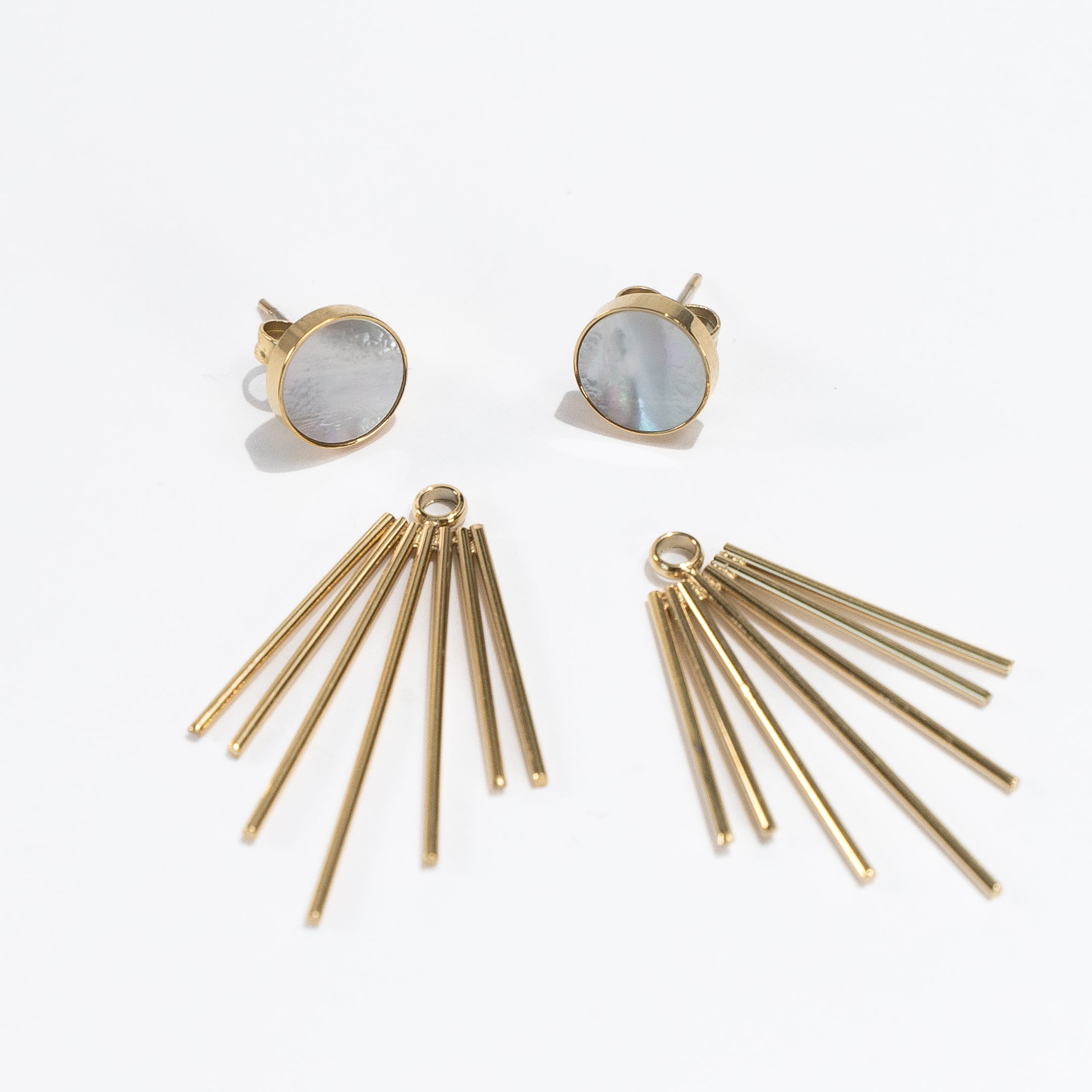 Stud & Fringe Earring - Mother of Peal
