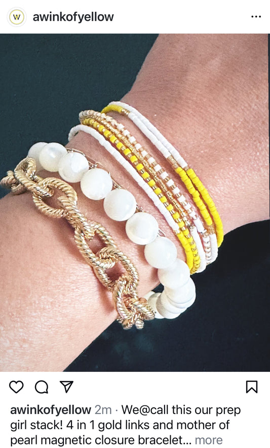 Sweet Delica Bead Bracelet set - Yellow/White/Gold