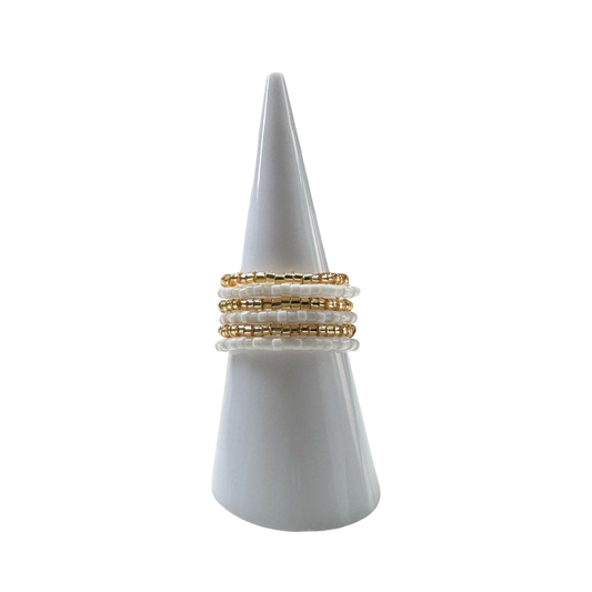 Wholesale: Delica Bead Ring set - White/Gold
