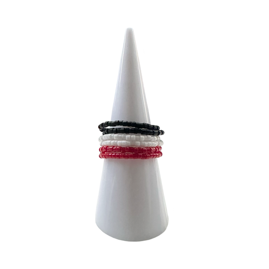 Wholesale: Delica Bead Ring set - Black/Red/White