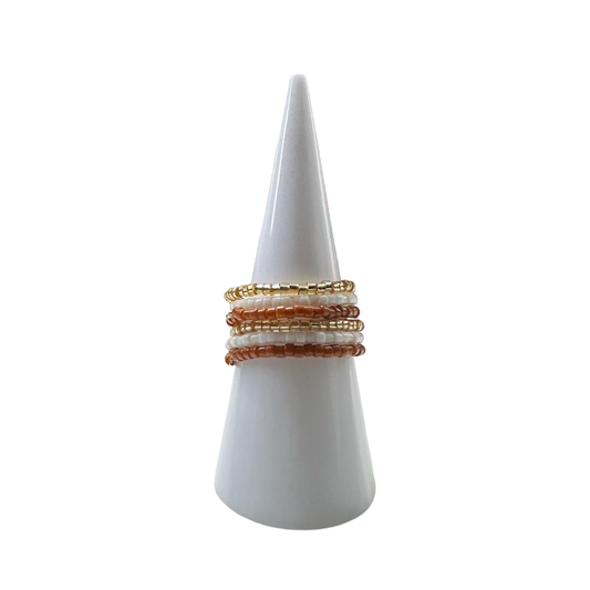 Wholesale: Delica Bead Ring set - Burnt Orange/White/Gold