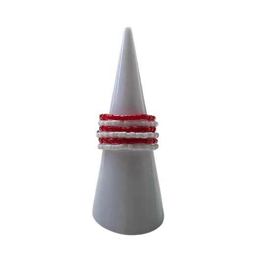 Wholesale: Delica Bead Ring set - Red/White