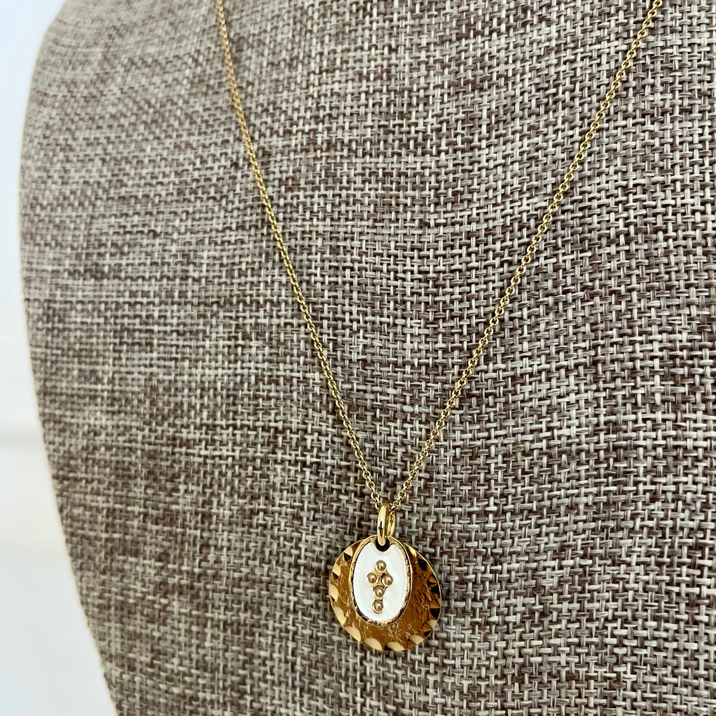 White Cross Stack Necklace