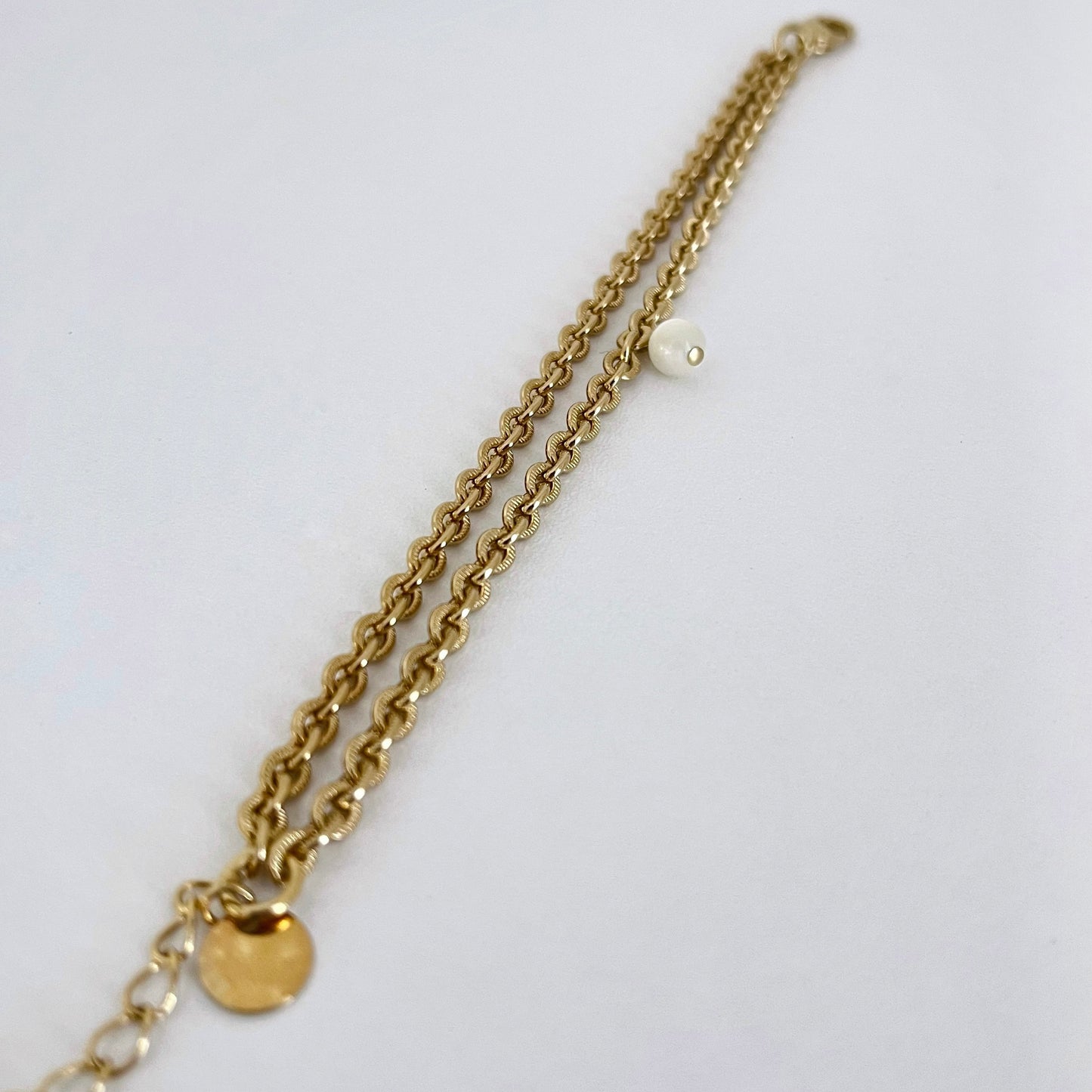 Double Chain Bracelet with Pearl