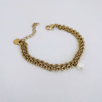 Double Chain Bracelet with Pearl