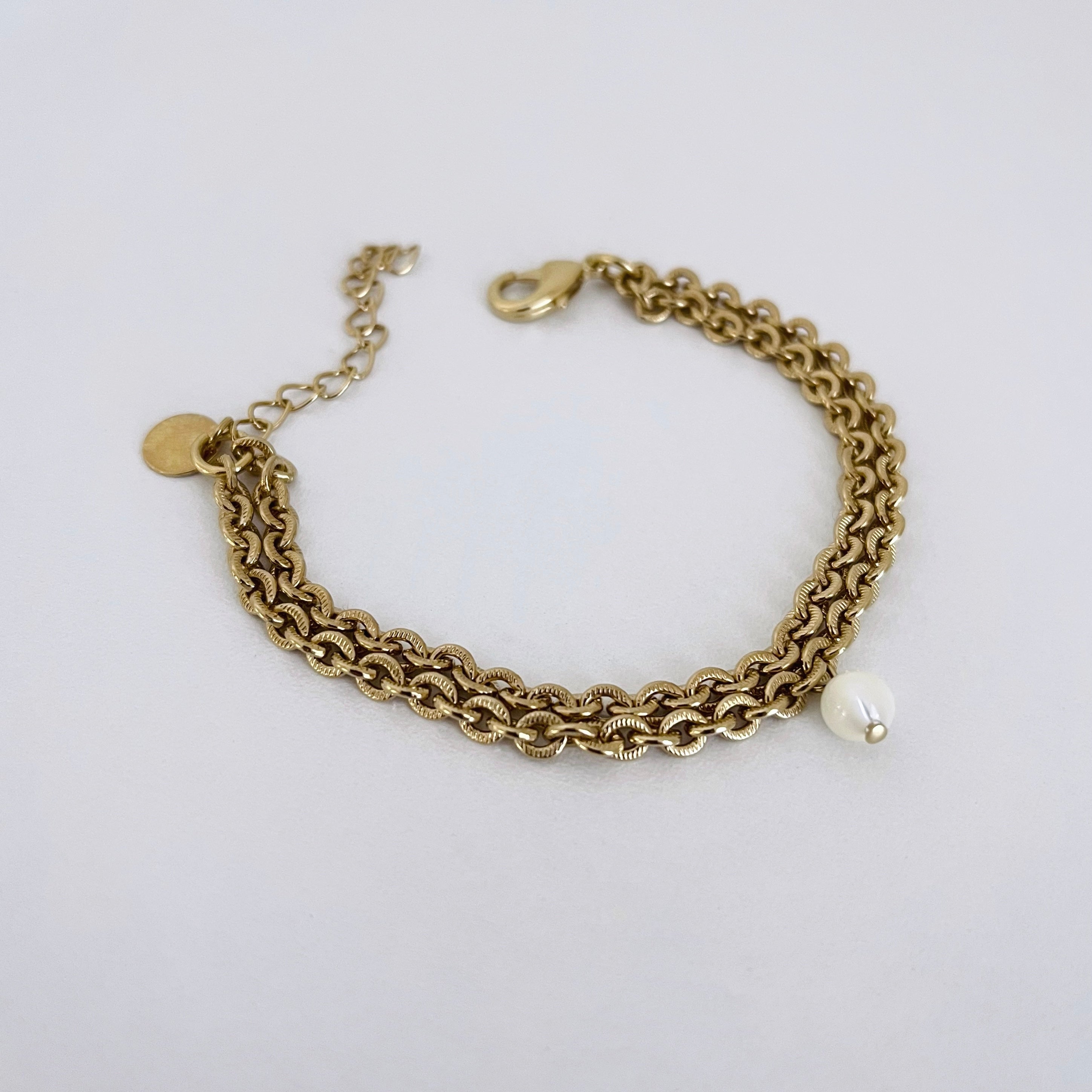 Double Chain Bracelet with Pearl