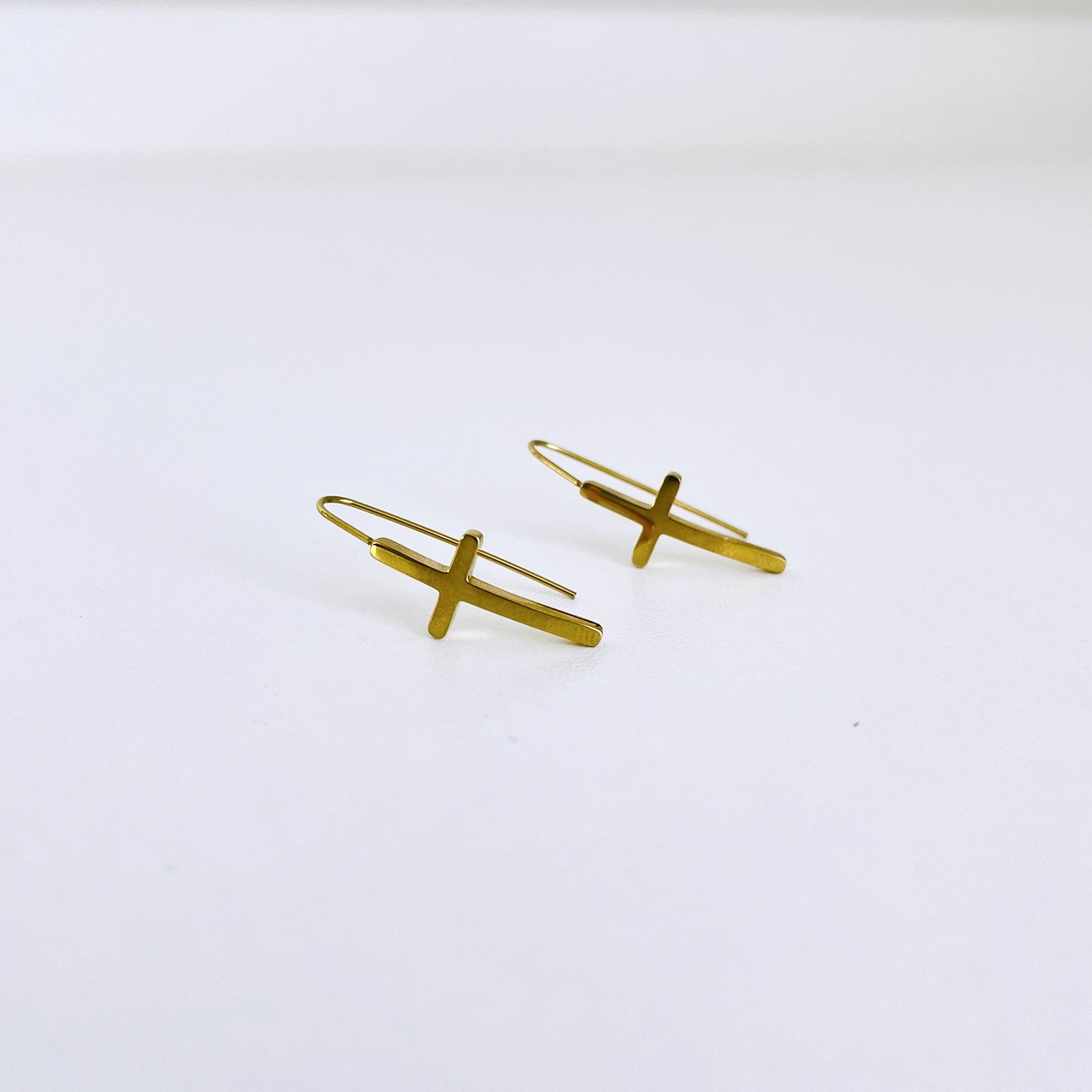 Gold Cross Earring