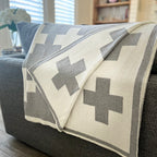 Swiss Cross Throw - Aluminum Gray