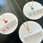 White Heart Enamel Necklace