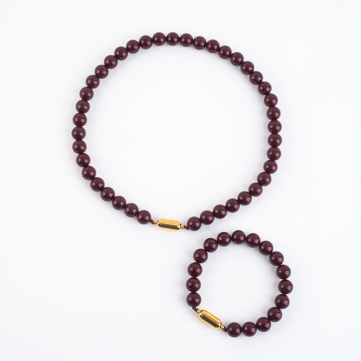 Maroon bead necklace and bracelet set: PRE-Order, Shipping starts 10/1