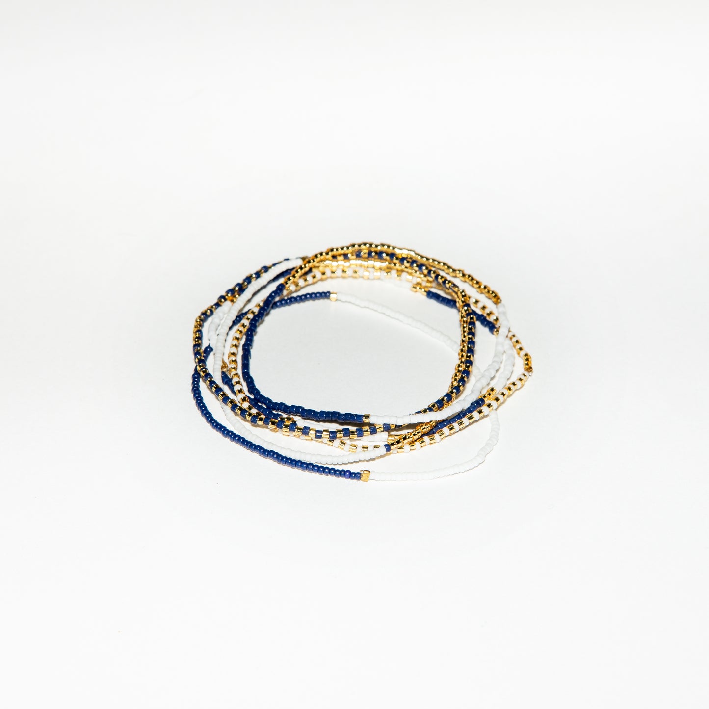 Sweet Delica Bead Bracelet set - Navy/White/Gold