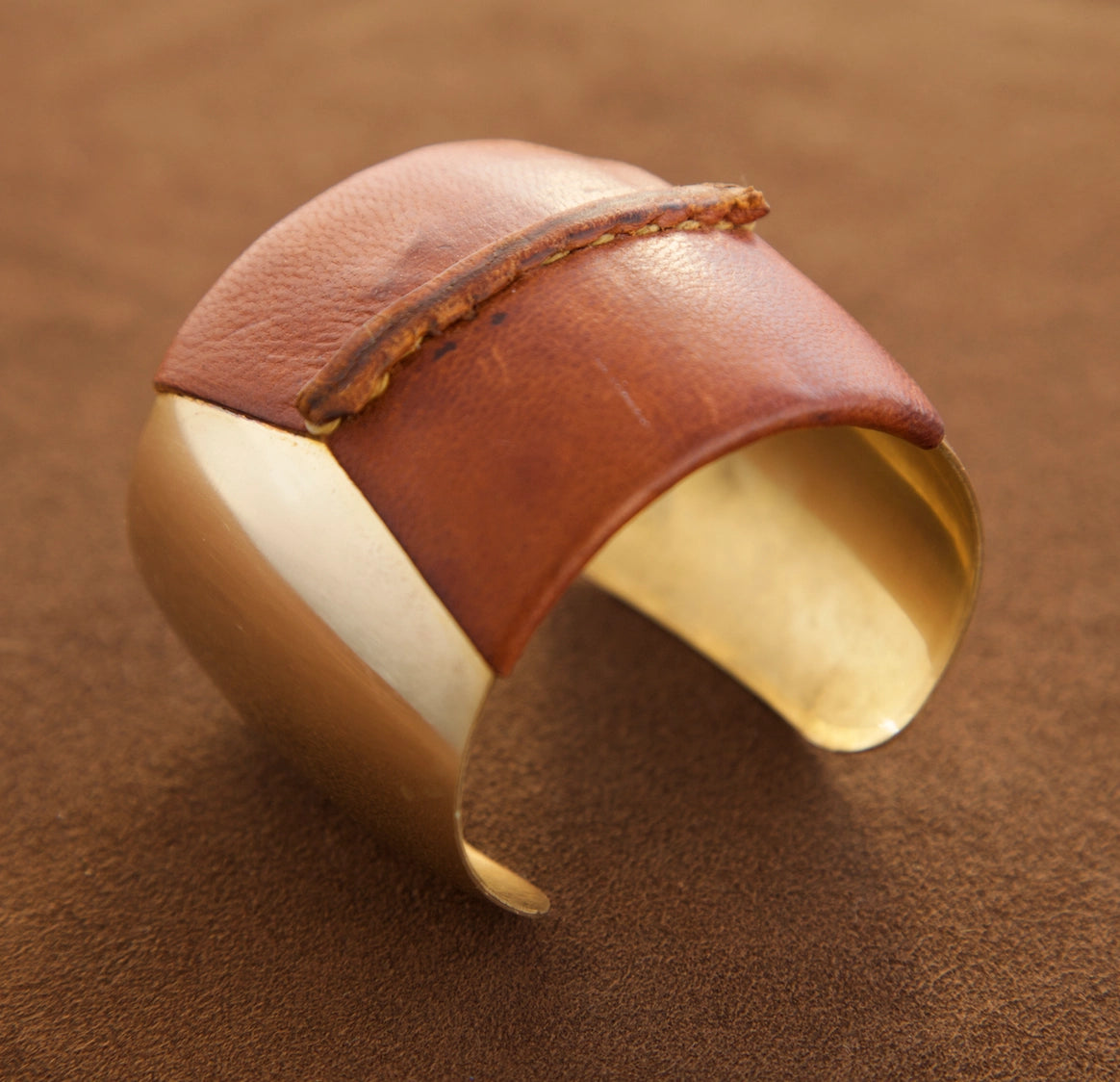 Brass & Leather Cuff - Brown