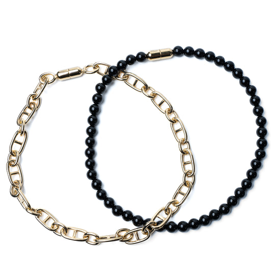 4-in-1 necklace set Black & Gold