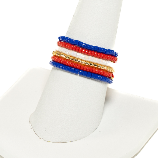 Wholesale: Delica Bead Ring set - Blue/Red/White